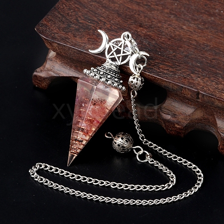 Natural Strawberry Quartz Chip & Resin Orgonite Dowsing Pendulum Big Pendants PW-WG36861-12-1