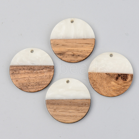 Opaque Resin & Walnut Wood Pendants RESI-S389-025A-C04-1