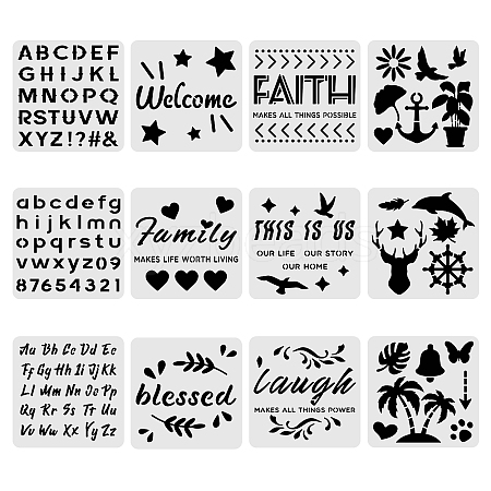 Large Plastic Reusable Drawing Painting Stencils Templates Sets DIY-WH0172-080-1