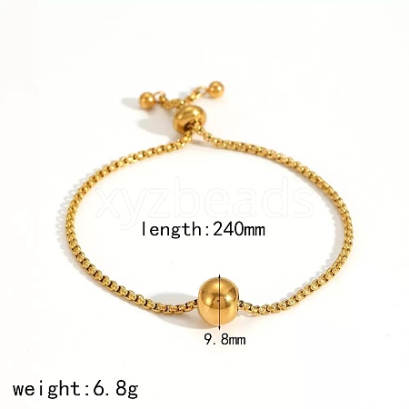 304 Stainless Steel Round Ball Charm Box Chain Slider Bracekets for Women MP4435-2-1