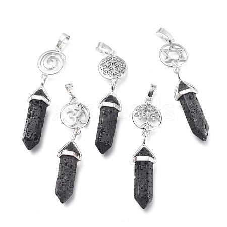 Natural Lava Rock Pointed Big Pendants G-D0021-01P-16-1