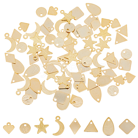 SUPERFINDINGS 80Pcs 8 Style Brass Charms KK-FH0004-99-1