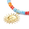 Brass Sun Pendant Necklace with Glass Seed Beaded for Women NJEW-JN03929-5