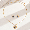 Vintage 201 Stainless Steel & Plastic Heart with Evil Eye Stud Earrings & Pendant Necklaces Set for Women JC7248-5
