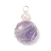 Natural Amethyst Pendants PALLOY-JF01790-01-1