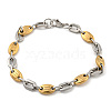 Ion Plating(IP) Two Tone 304 Stainless Steel Oval Link Chain Bracelet BJEW-B078-49GP-1