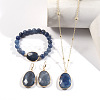 Oval Alloy with Natural Sodalite Pendant Necklaces & Beaded Bracelets & Dangle Earrings Sets WGD3DFC-06-1