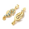 Brass Micro Pave Deep Sky Blue Cubic Zirconia Pendants CU-CBA9AB3-39G-2