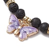 Round Natural Lava Rock Beads Stretch Bracelets for Women BJEW-JB11401-4