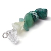 Gradient Color Natural Quartz Crystal & Natural Green Aventurine & Natural Prehnite & Natural Malachite Chip Beaded Pendants PALLOY-JF02790-05-4