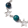 3Pcs Dyed Tiger Eye and Alloy Star Charms Link Bracelets for Women BJEW-TA00559-4