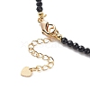 Cubic Zirconia Teardrop Pendant Necklace with Natural Dyed & Heated Black Agate Beaded Chains NJEW-JN04121-04-7