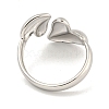 Non-Tarnish 304 Stainless Steel Heart Open Cuff Ring for Women X-RJEW-A043-31P-3