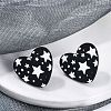 Heart Acrylic Printed Stud Earrings for Women EJEW-G418-01B-2