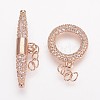 Brass Micro Pave Cubic Zirconia Ring Toggle Clasps ZIRC-P050-11RG-1