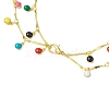 Adjustable Brass Colorful Enamel Flat Round Tassel Lariat Necklaces for Women NJEW-JN05131-5