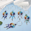  5Pcs 5 Styles Copper Wire Wrapped Natural & Synthetic Gemstone Chip Keychain KEYC-TA0001-21-13