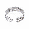 Non-Tarnish 304 Stainless Steel Curb Chain Open Cuff Ring RJEW-T023-92G-2