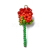 Glass Seed Beaded Rose Pendants PALLOY-MZ00461-01-1