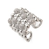 Brass Micro Pave Clear Cubic Zirconia Open Cuff Rings RJEW-A046-12P-1