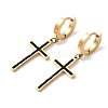 Cross 304 Stainless Steel Polymer Clay Rhinestones Hoop Earrings EJEW-G453-11G-01-4