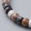 Natural Rhodonite & Howlite & Snowflake Obsidian Beads Stretch Bracelets BJEW-JB04697-03-2