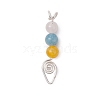 Natural Mixed Stone Round Beaded Pendants PALLOY-JF03108-3