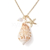 4Pcs 4 Styles Summber Beach Natural Mixed Shell Pendant Necklaces NJEW-TA00184-4