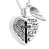 Non-Tarnish Heart and Wing Urn Ashes Pendant Necklace BOTT-PW0001-039A-1