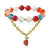 Crackle Baking Painted Glass & Transparent  Glass Beaded Stretch Bracelets BJEW-JB10744-1