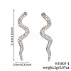 Shiny Brass Clear Cubic Zirconia Snake Stud Earrings AB3395-1-3