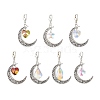 7Pcs 7 Styles Alloy Moon & Glass Pendant Decorations HJEW-JM02689-2