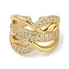 Rack Plating Brass Micro Pave Cubic Zirconia Cuff Finger Rings for Women RJEW-C114-15B-G-2