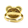 Bear Brass Micro Pave Cubic Zirconia Open Cuff Ring for Women RJEW-U003-22A-G-3