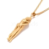 Brass Human Hug Pendant Necklace with 201 Stainless Steel Curb Chains for Women NJEW-I114-01G-1