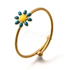 Daisy 304 Stainless Steel Enamel Open Cuff Rings for Women RJEW-M061-01G-10-2