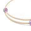 Natural Amethyst Round Beaded Bangle BJEW-JB07840-03-5