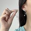 Heart with Flat Round Alloy Crystal Rhinestone Dangle Stud Earrings FS-WG4183D-01-2