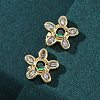 Flower Brass Micro Pave Cubic Zirconia Stud Earrings EJEW-Z087-01G-3