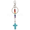 Dyed Synthetic Turquoise Cross Keychain KEYC-JKC01041-2