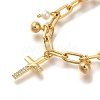 Cross Brass Micro Pave Clear Cubic Zirconia Cable Chain Bracelets For Women BJEW-L696-114G-2