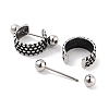 Textured 316 Surgical Stainless Steel Shield Barbell Hoop Earrings EJEW-Z050-57C-AS-2