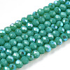 Electroplate Opaque Solid Color Glass Beads Strands EGLA-A034-P1mm-L25-1