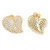 Brass Pave Clear Cubic Zirconia Studs Earring for Women EJEW-S225-06G-03-2