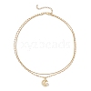 Brass Pave Clear Cubic Zirconia Moon with Star Pendant Necklaces NJEW-JN05383-4