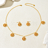 Brass Flower Pendant Necklace & Stud Earrings Set for Women BA0764-5