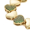 Rack Plating Brass Micro Pave Cubic Zirconia Heart Link Chain Bracelets for Women BJEW-B109-01G-05-2