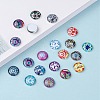 Printed Glass Flat Round Cabochons GGLA-N004-12mm-G-WH-6