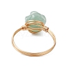 Valentine's Day Rose Natural Green Aventurine Finger Rings RJEW-JR00813-01-4