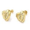 Heart Rack Plating Brass Micro Pave Cubic Zirconia Stud Earrings for Women EJEW-O001-03G-1